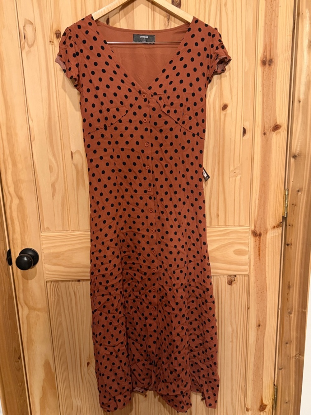 Express Rust Polka Dot Maxi Dress